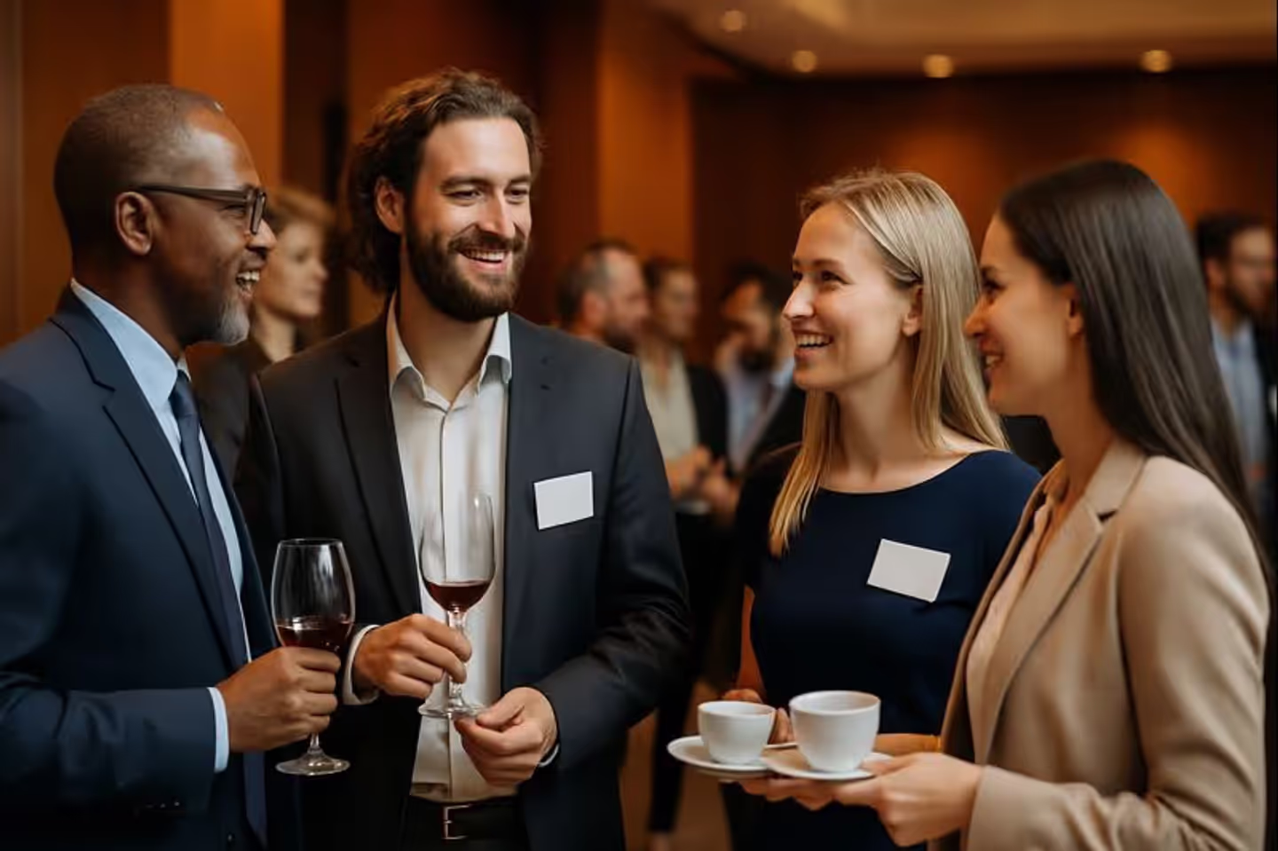 Business networking event conversation